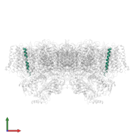 Photosystem II reaction center protein J in PDB entry 3a0b, assembly 1, front view.