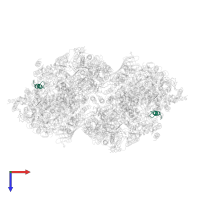 Photosystem II reaction center protein J in PDB entry 3a0b, assembly 1, top view.