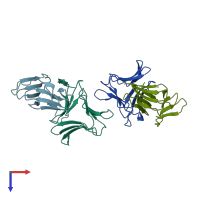 PDB entry 3a0c coloured by chain, top view.
