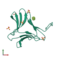 PDB entry 3a0d coloured by chain, front view.