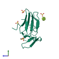 PDB entry 3a0d coloured by chain, side view.