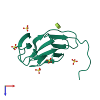 PDB entry 3a0d coloured by chain, top view.