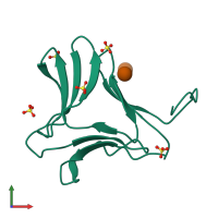PDB entry 3a0e coloured by chain, front view.