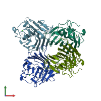 PDB entry 3a0k coloured by chain, front view.