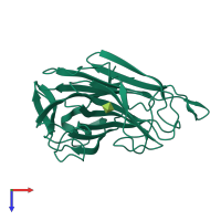 PDB entry 3a0n coloured by chain, top view.