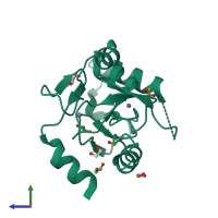 PDB entry 3a1b coloured by chain, side view.