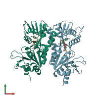 PDB entry 3a1e coloured by chain, front view.
