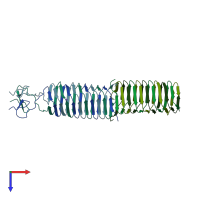 PDB entry 3a1m coloured by chain, top view.