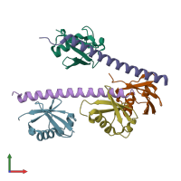 PDB entry 3a1q coloured by chain, front view.