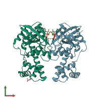 PDB entry 3a1s coloured by chain, front view.
