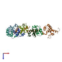 PDB entry 3a1y coloured by chain, top view.