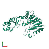 PDB entry 3a25 coloured by chain, front view.