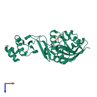 PDB entry 3a25 coloured by chain, top view.