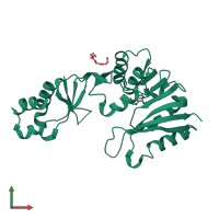 PDB entry 3a26 coloured by chain, front view.