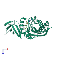 PDB entry 3a27 coloured by chain, top view.