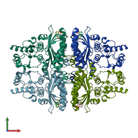 PDB entry 3a29 coloured by chain, front view.