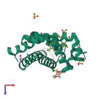 PDB entry 3a2g coloured by chain, top view.