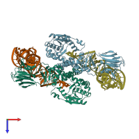 PDB entry 3a2k coloured by chain, top view.