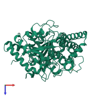 PDB entry 3a2p coloured by chain, top view.