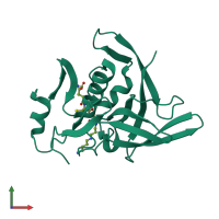 Monomeric assembly 1 of PDB entry 3a2y coloured by chemically distinct molecules, front view.