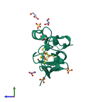 PDB entry 3a39 coloured by chain, side view.