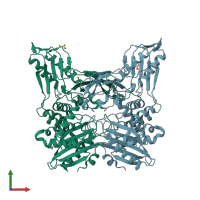 PDB entry 3a3d coloured by chain, front view.