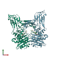 PDB entry 3a3e coloured by chain, front view.