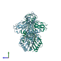 PDB entry 3a3i coloured by chain, side view.