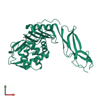 PDB entry 3a3j coloured by chain, front view.