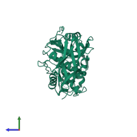 PDB entry 3a3j coloured by chain, side view.