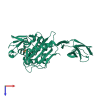 PDB entry 3a3j coloured by chain, top view.