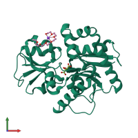 PDB entry 3a3u coloured by chain, front view.