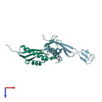 PDB entry 3a43 coloured by chain, top view.