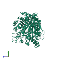 PDB entry 3a4a coloured by chain, side view.