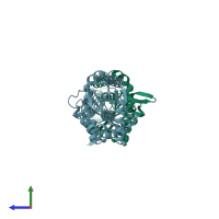 PDB entry 3a4i coloured by chain, side view.