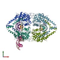 PDB entry 3a4k coloured by chain, front view.