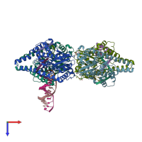 PDB entry 3a4k coloured by chain, top view.