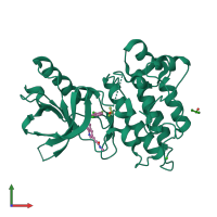 PDB entry 3a4p coloured by chain, front view.