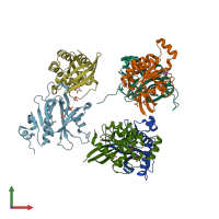 PDB entry 3a58 coloured by chain, front view.
