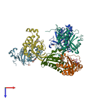 PDB entry 3a58 coloured by chain, top view.