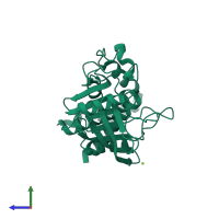 PDB entry 3a5k coloured by chain, side view.