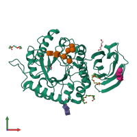 PDB entry 3a5v coloured by chain, front view.