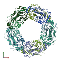 PDB entry 3a5w coloured by chain, front view.