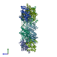 PDB entry 3a5w coloured by chain, side view.