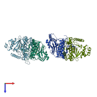PDB entry 3a5y coloured by chain, top view.