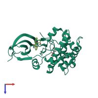 PDB entry 3a62 coloured by chain, top view.