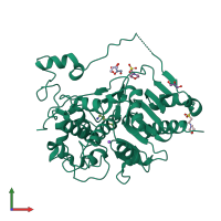PDB entry 3a65 coloured by chain, front view.