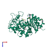 PDB entry 3a65 coloured by chain, top view.