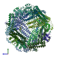 PDB entry 3a68 coloured by chain, side view.