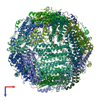 PDB entry 3a68 coloured by chain, top view.